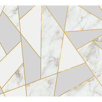 Golden Stripes With Marble Design Room Wallpaper