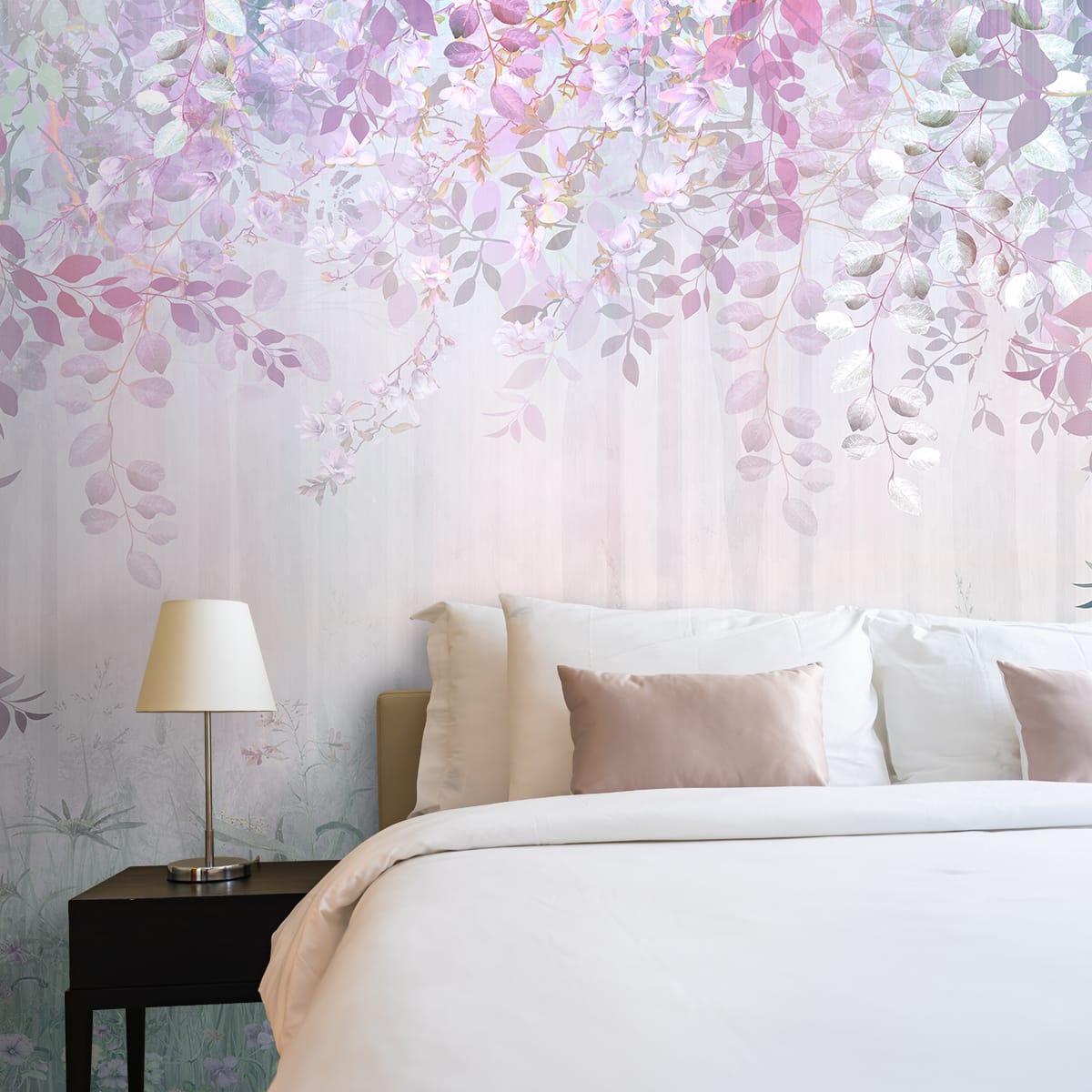 Pink Floral Themed Wallpaper for Walls