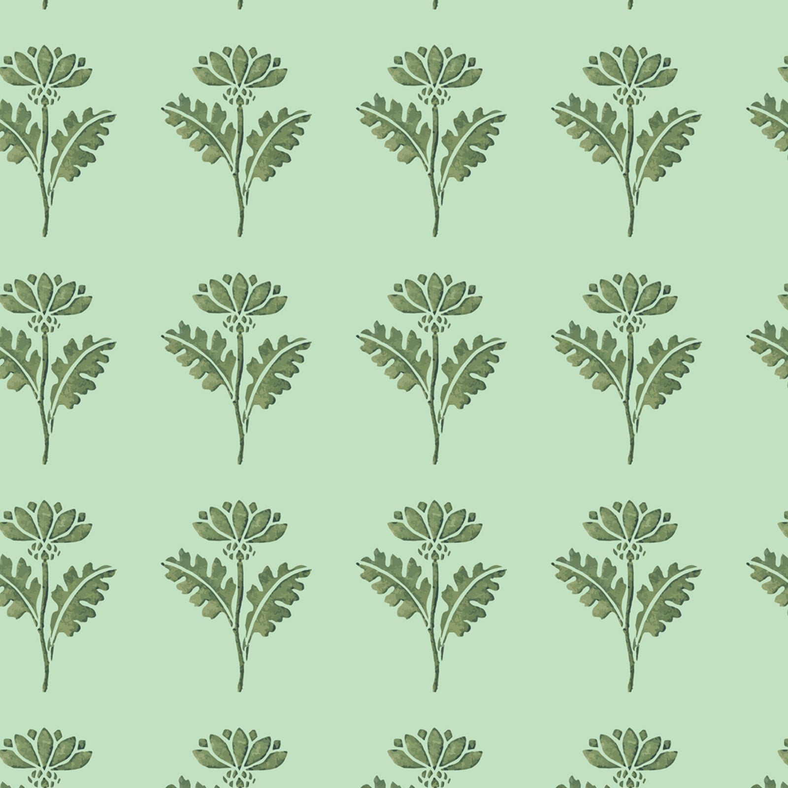 Green Floral Design Wallpaper for Walls