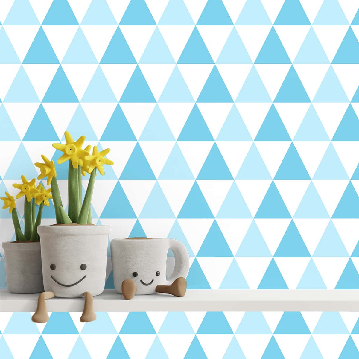 Blue Triangle Pattern Design Wallpaper for Kids Room