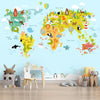 Papier peint carte du monde pour enfants avec des animaux