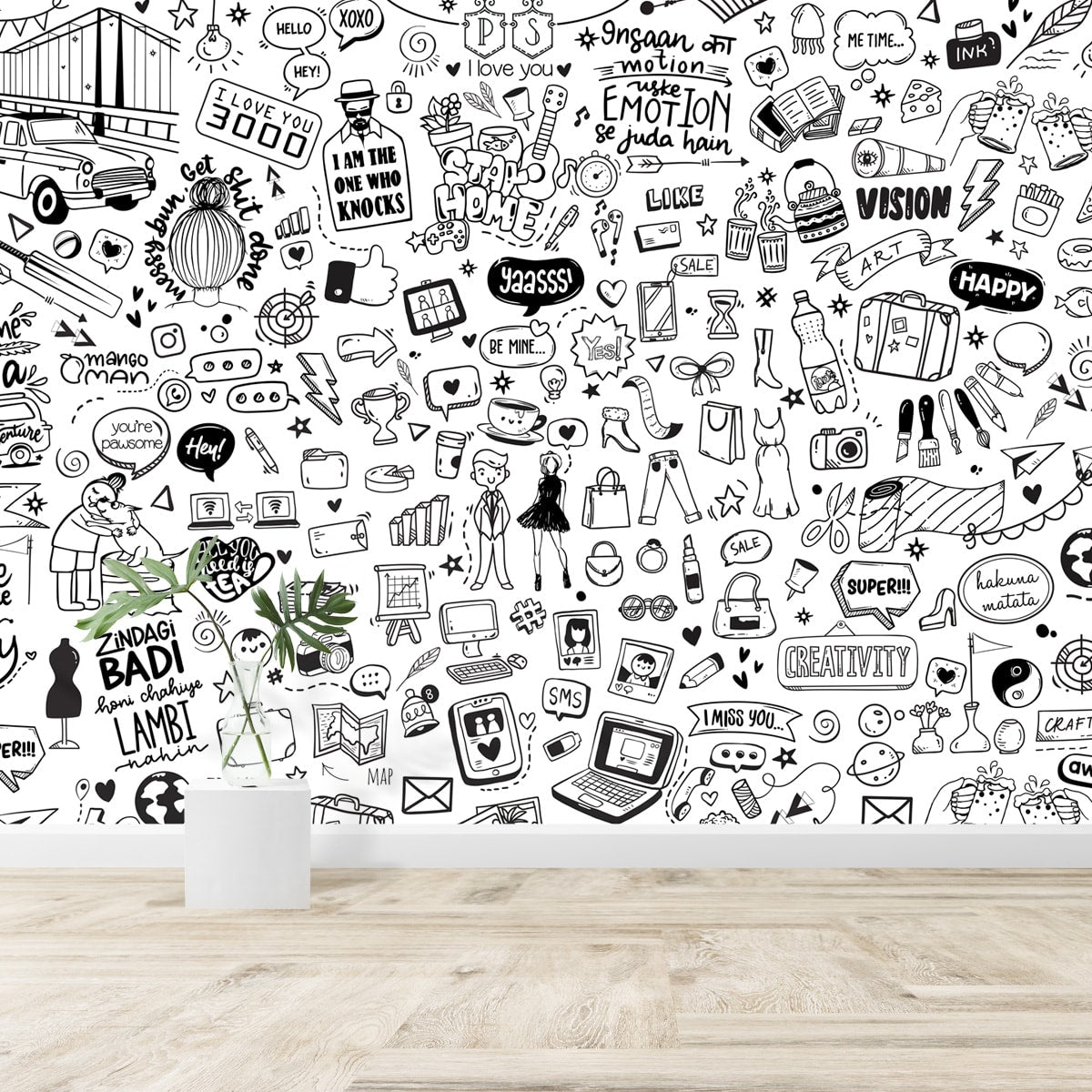 Doodle shop wall art