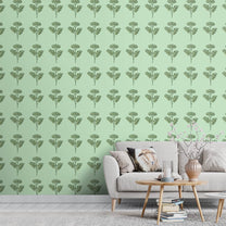 Green Floral Design Wallpaper for Walls