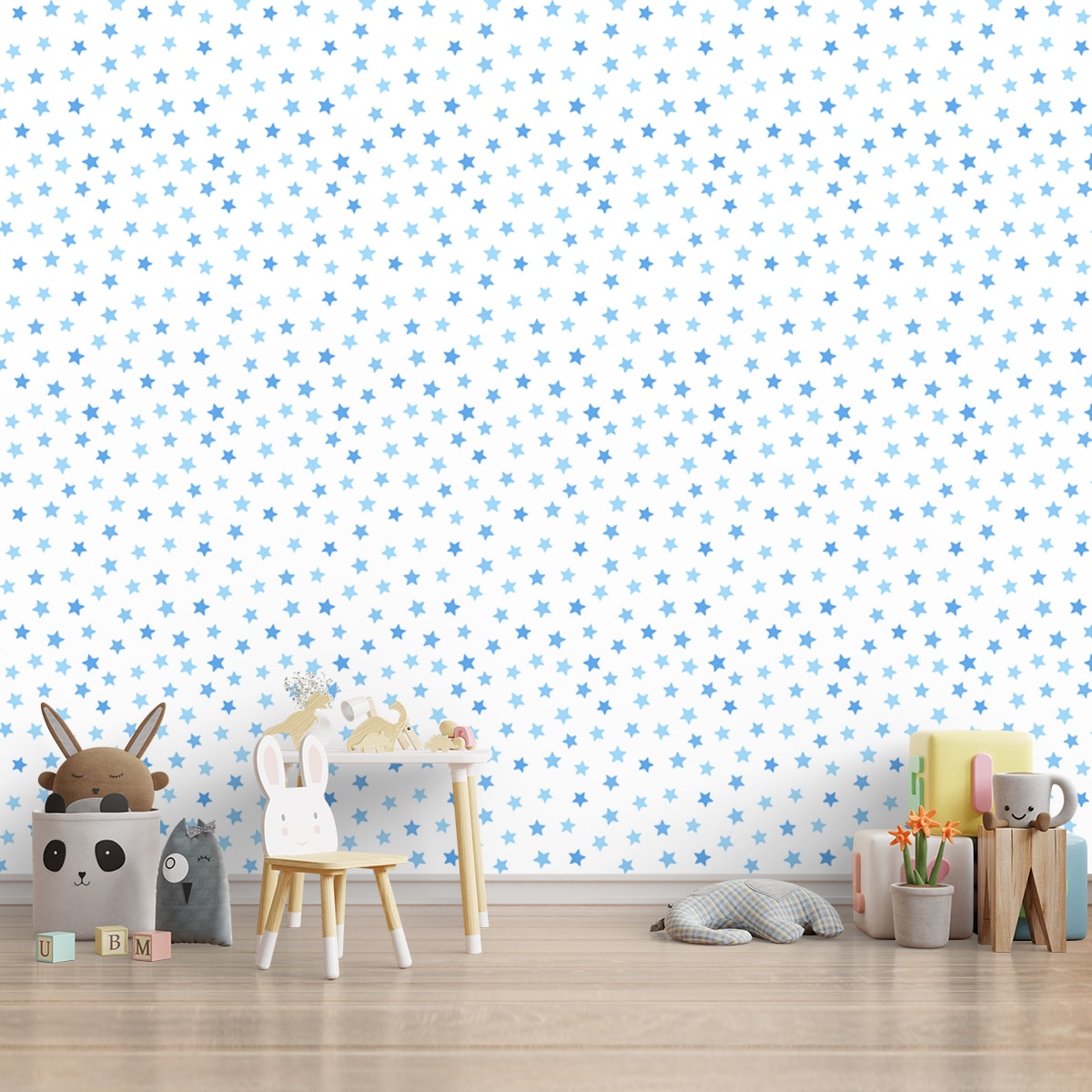 Pastel Blue Stars for Kids Nursery Room Wallpapers