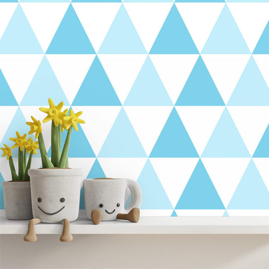 Pastel Blue Triangle Kids Room Wallpapers, Customised