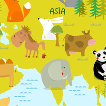 Kids World Map Wallpaper with Animals