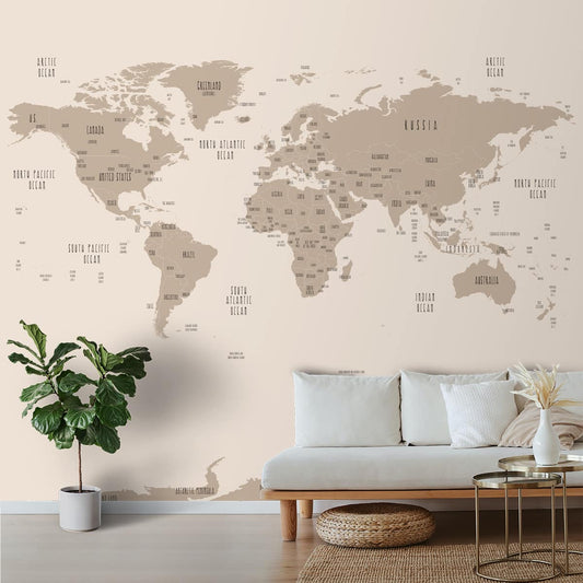 Subtle World Map Wallpaper for Rooms