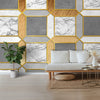 Goldene Streifen mit Marmorstruktur-Designtapete, individuell gestaltet
