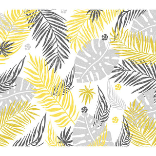 Yellow & Grey Tropical Leaves , Room Wallpaper
