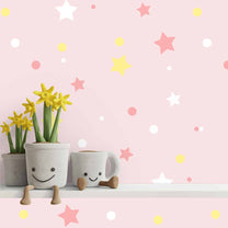 White & Yellow Stars Pattern Wallpaper for Kids Room, Customised Design