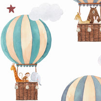Animal In Parachute Design Wallpaper for Kids Room Walls, Customised