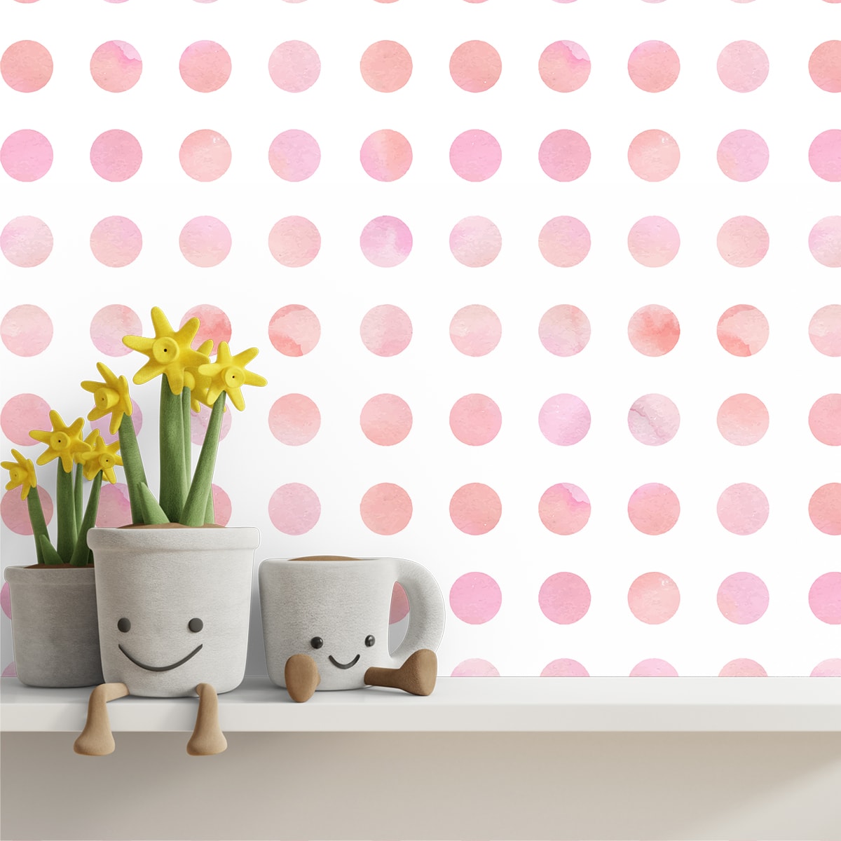 Pink Polka Dots, Girl Bedroom Wallpaper, Customised