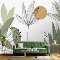 Beautiful Floral & Leaves Wallpaper Design, Customised