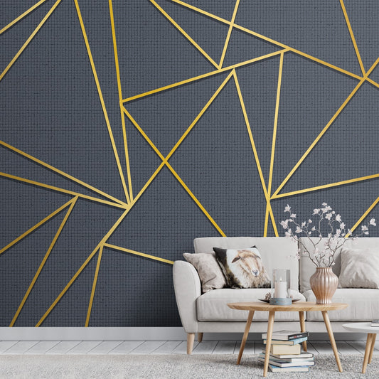 Large Geometric Pattern with Golden Lines, Wallpaper