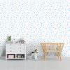 Blue, Pink and Yellow Polka Dots Wallpaper for Kids Room