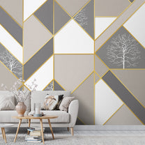 Gold Stripes with Textured Colors Design Wallpaper, Customised 