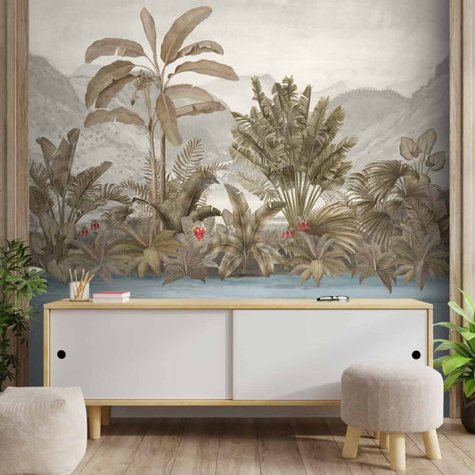 Tropical Theme Wallpaper for Living Room