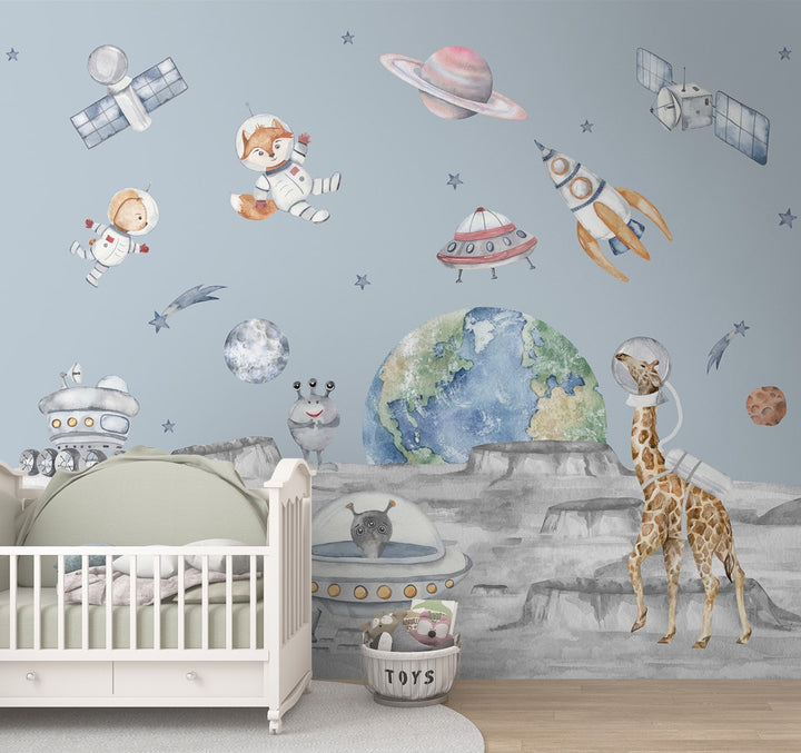 Cute Kids Room Space Theme Wallpapers – Life n Colors